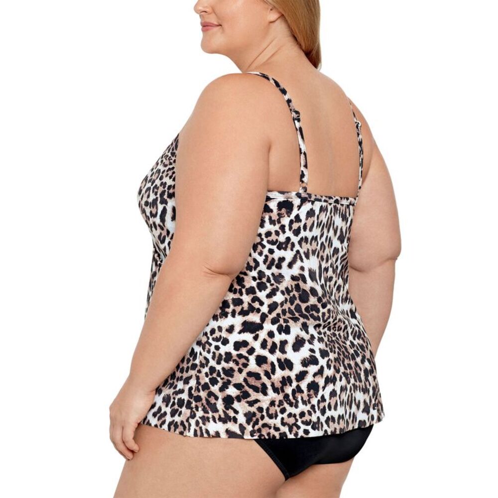 Swim Solutions Womens Plus Size Flyaway Fauxkini One-Piece Swimsuit 20W Beige - Picture 3 of 3